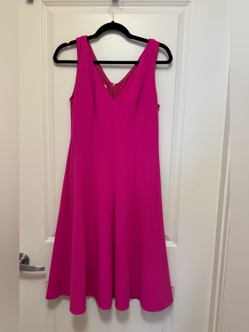 Donna Morgan Hot Pink/Magenta Midi A-Line Dress w/ pockets! Summer, Cocktail